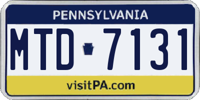 PA license plate MTD7131