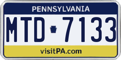 PA license plate MTD7133