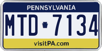 PA license plate MTD7134
