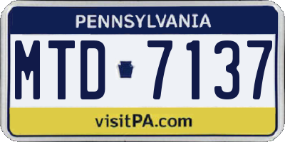 PA license plate MTD7137