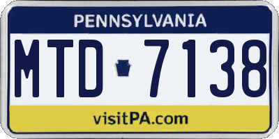 PA license plate MTD7138