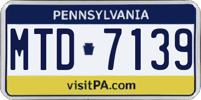 PA license plate MTD7139