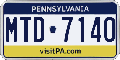 PA license plate MTD7140