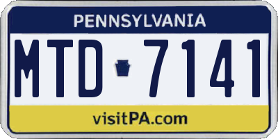 PA license plate MTD7141