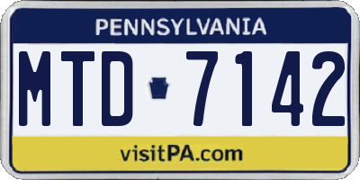 PA license plate MTD7142