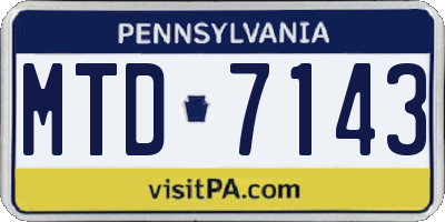 PA license plate MTD7143