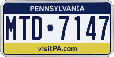 PA license plate MTD7147