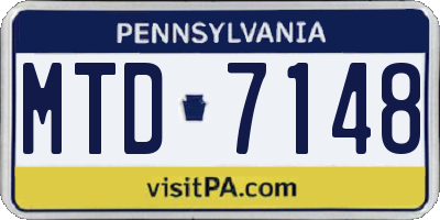PA license plate MTD7148