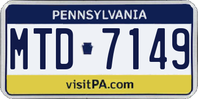 PA license plate MTD7149