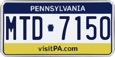 PA license plate MTD7150