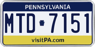 PA license plate MTD7151