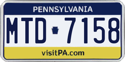 PA license plate MTD7158