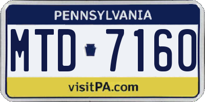 PA license plate MTD7160
