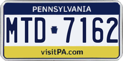 PA license plate MTD7162