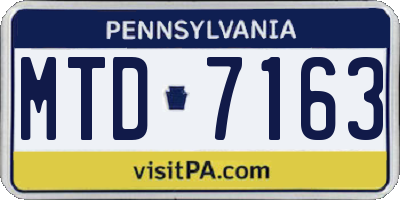 PA license plate MTD7163