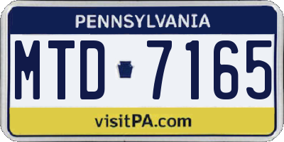 PA license plate MTD7165