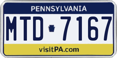 PA license plate MTD7167