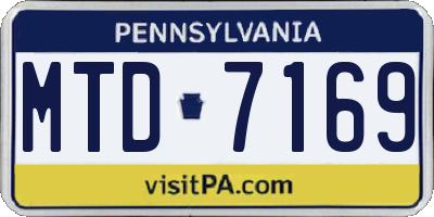 PA license plate MTD7169