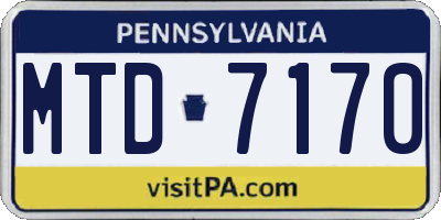 PA license plate MTD7170