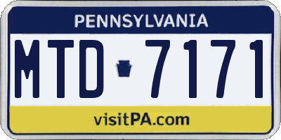 PA license plate MTD7171