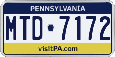 PA license plate MTD7172