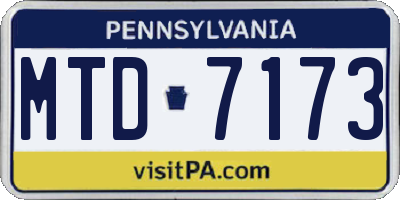 PA license plate MTD7173