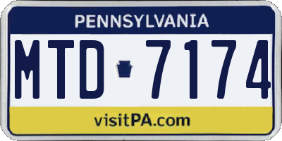 PA license plate MTD7174
