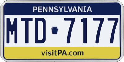 PA license plate MTD7177