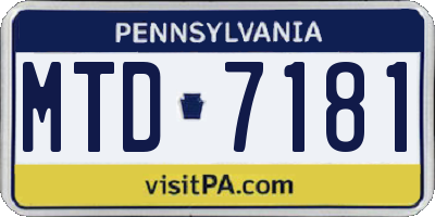 PA license plate MTD7181