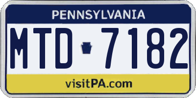 PA license plate MTD7182