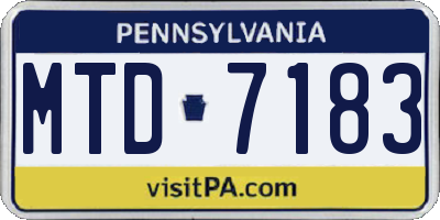 PA license plate MTD7183