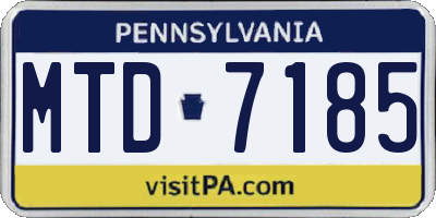 PA license plate MTD7185