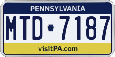 PA license plate MTD7187