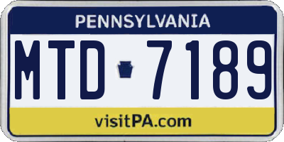 PA license plate MTD7189
