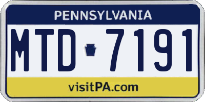 PA license plate MTD7191