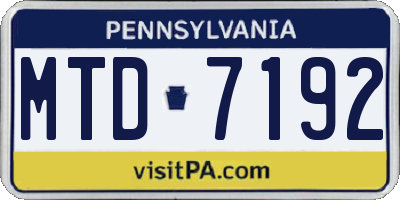PA license plate MTD7192