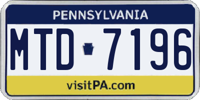 PA license plate MTD7196