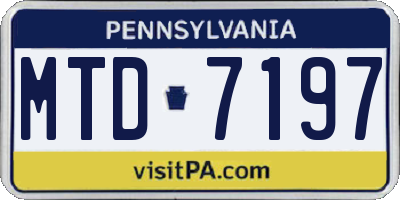 PA license plate MTD7197