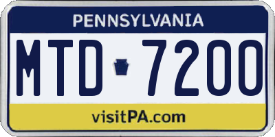 PA license plate MTD7200
