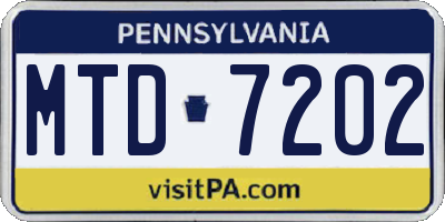 PA license plate MTD7202