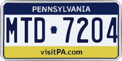 PA license plate MTD7204