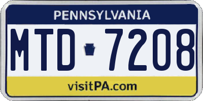 PA license plate MTD7208