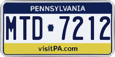 PA license plate MTD7212