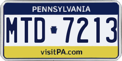 PA license plate MTD7213