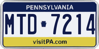PA license plate MTD7214