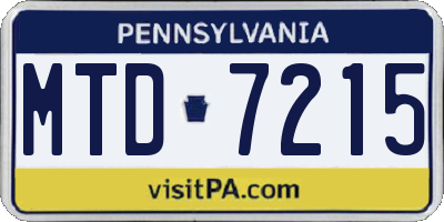 PA license plate MTD7215