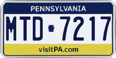 PA license plate MTD7217