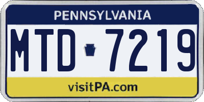 PA license plate MTD7219