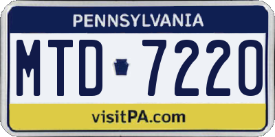 PA license plate MTD7220