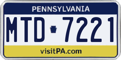 PA license plate MTD7221